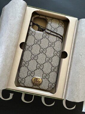 NWT Authentic GUCCI Ophidia GG Supreme iPhone 14 Case 753609